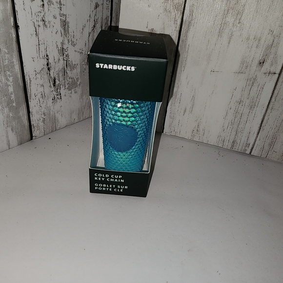 Starbucks Mini Cup Keychain Ornament Ice Blue Glacier Blue Ombre Studded - Picture 4 of 5
